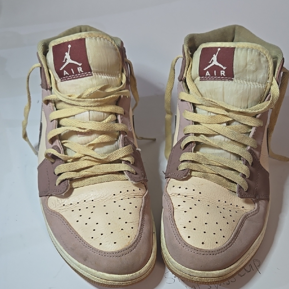 Air Jordan High-Top Sneakers in Cream and Brown